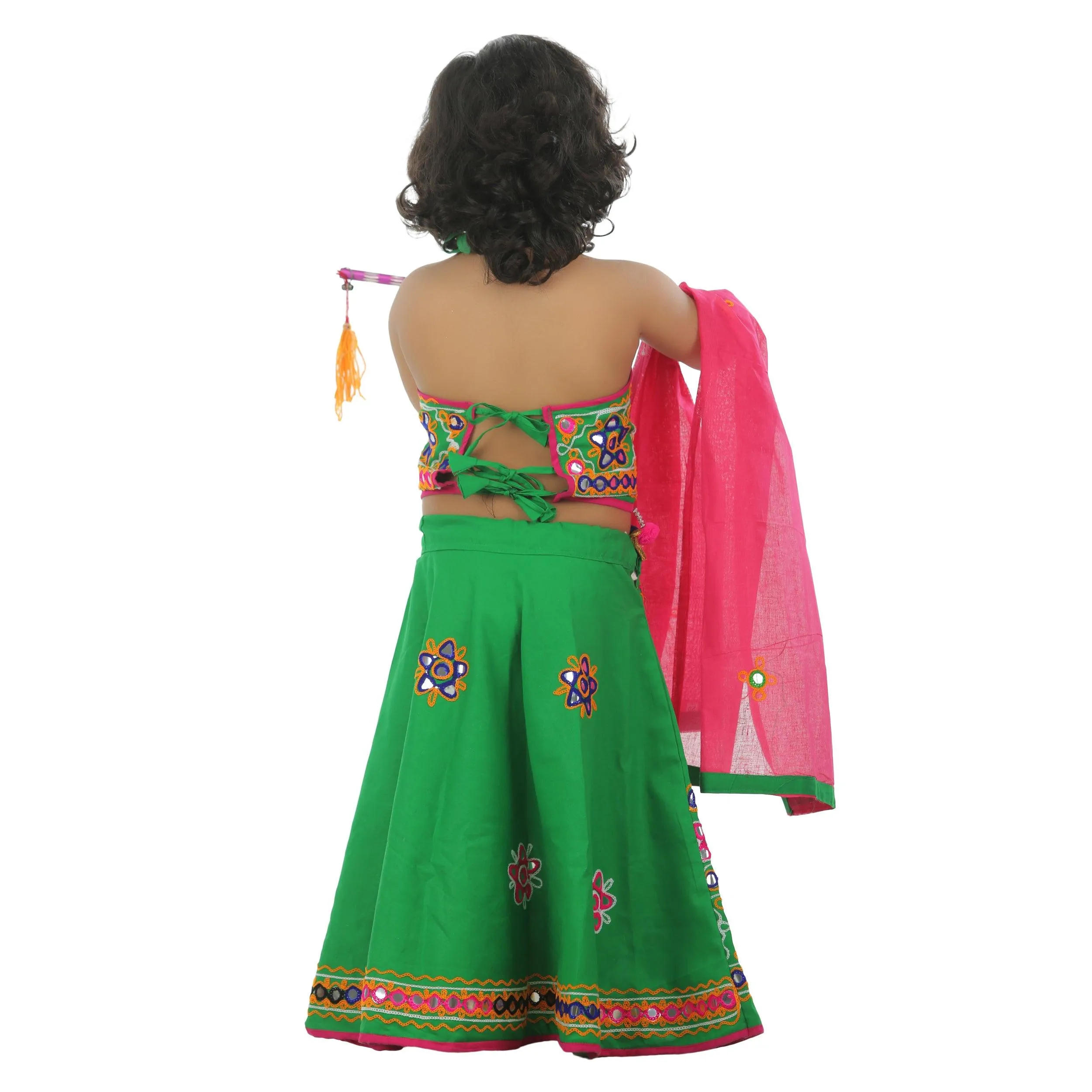 Ahhaaaa Kids Ethnic Cotton Blend Radha Dress Lehenga Choli Chania Choli Set For Baby Girls