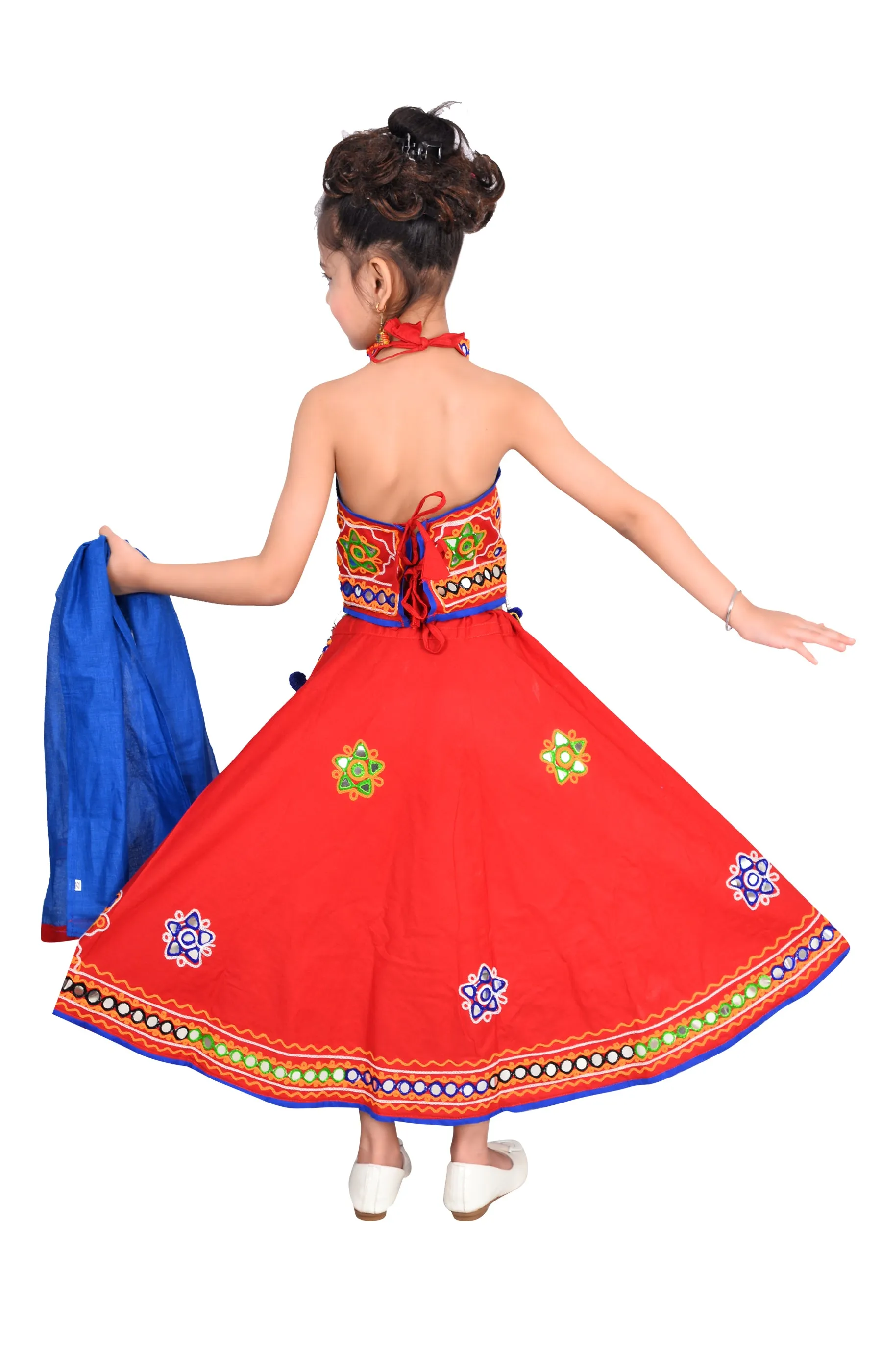 Ahhaaaa Kids Ethnic Cotton Blend Radha Dress Lehenga Choli Chania Choli Set For Baby Girls