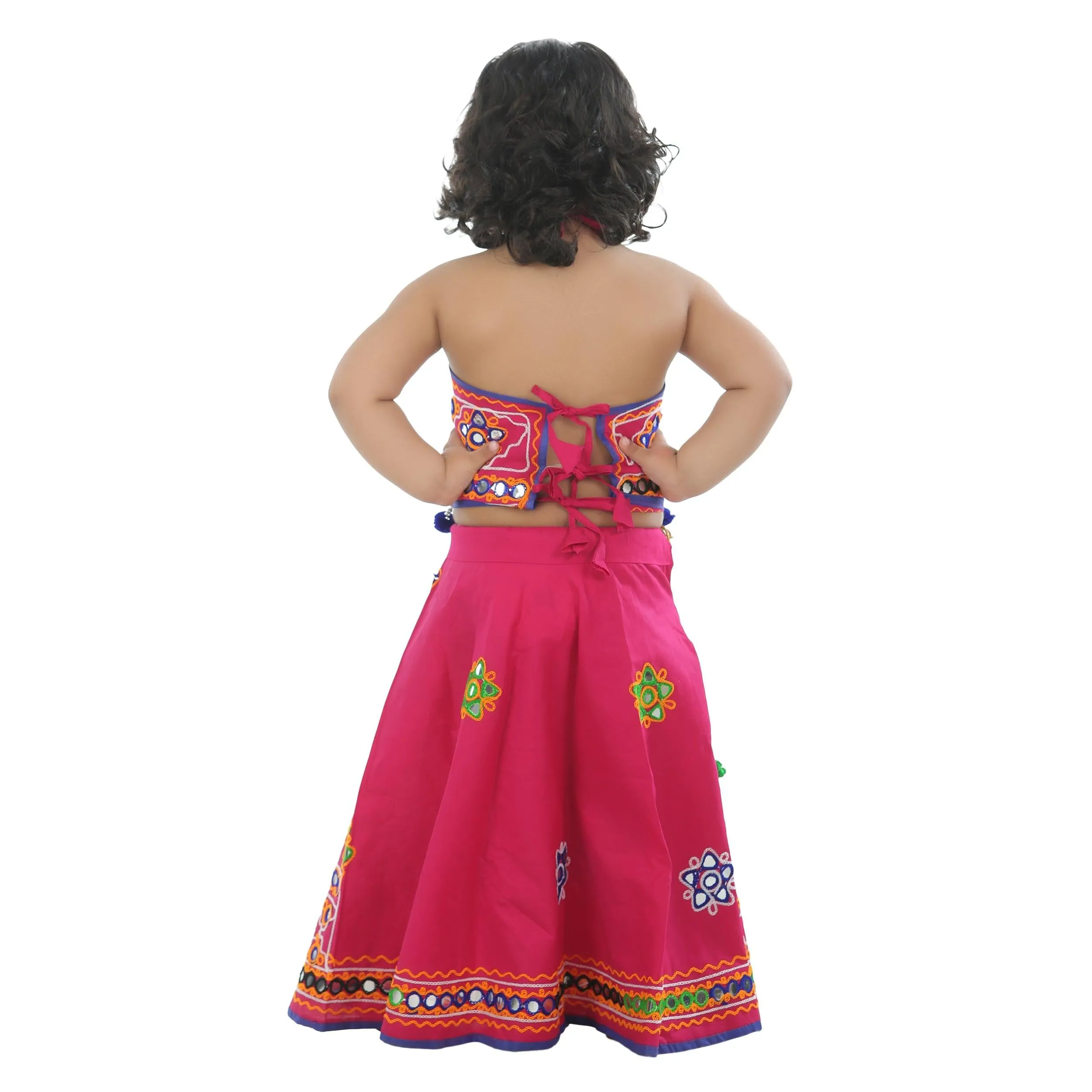 Ahhaaaa Kids Ethnic Cotton Blend Radha Dress Lehenga Choli Chania Choli Set For Baby Girls