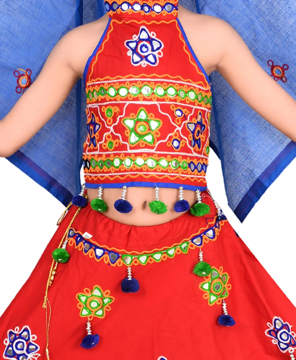 Ahhaaaa Kids Ethnic Cotton Blend Radha Dress Lehenga Choli Chania Choli Set For Baby Girls