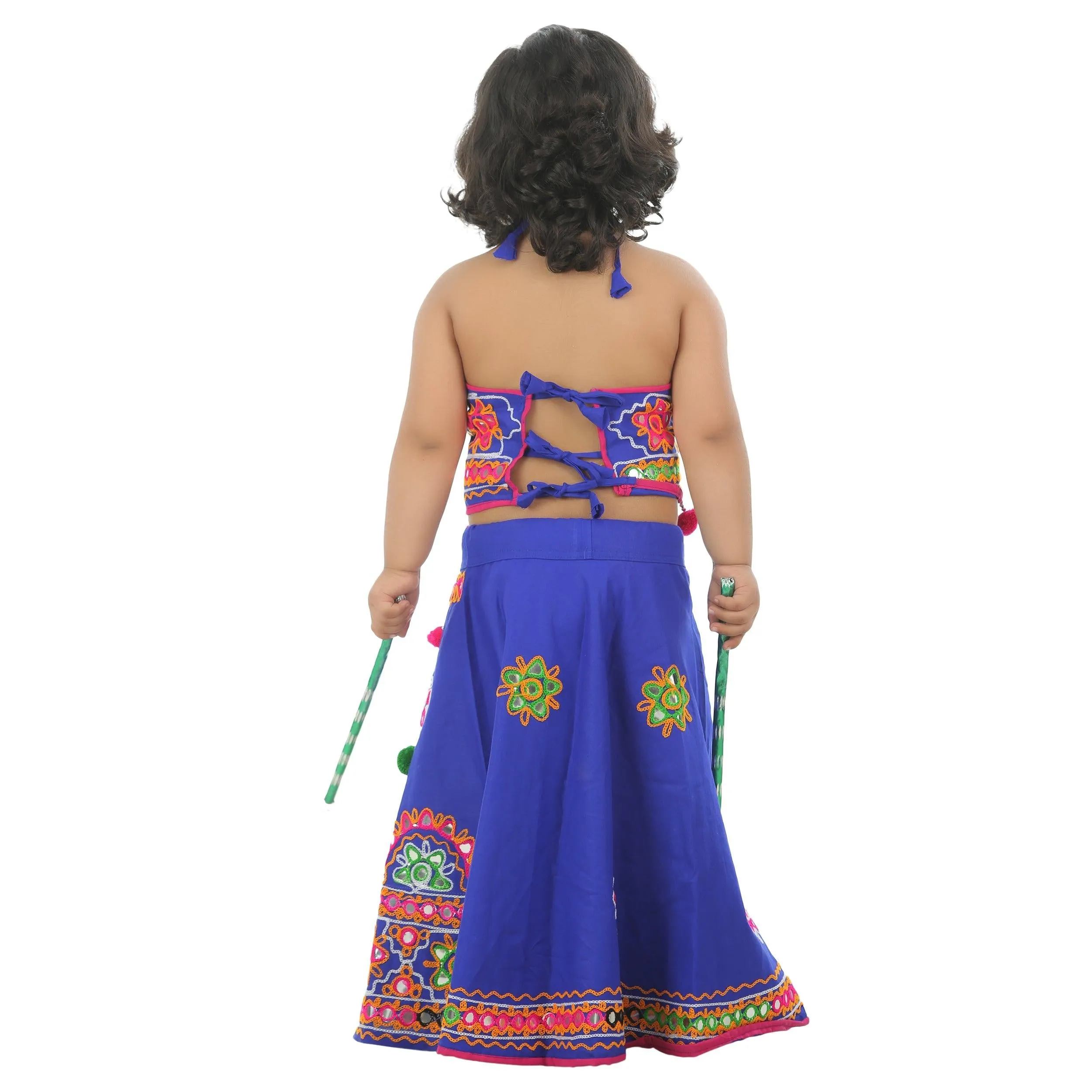 Ahhaaaa Kids Ethnic Cotton Blend Radha Dress Lehenga Choli Chania Choli Set For Baby Girls