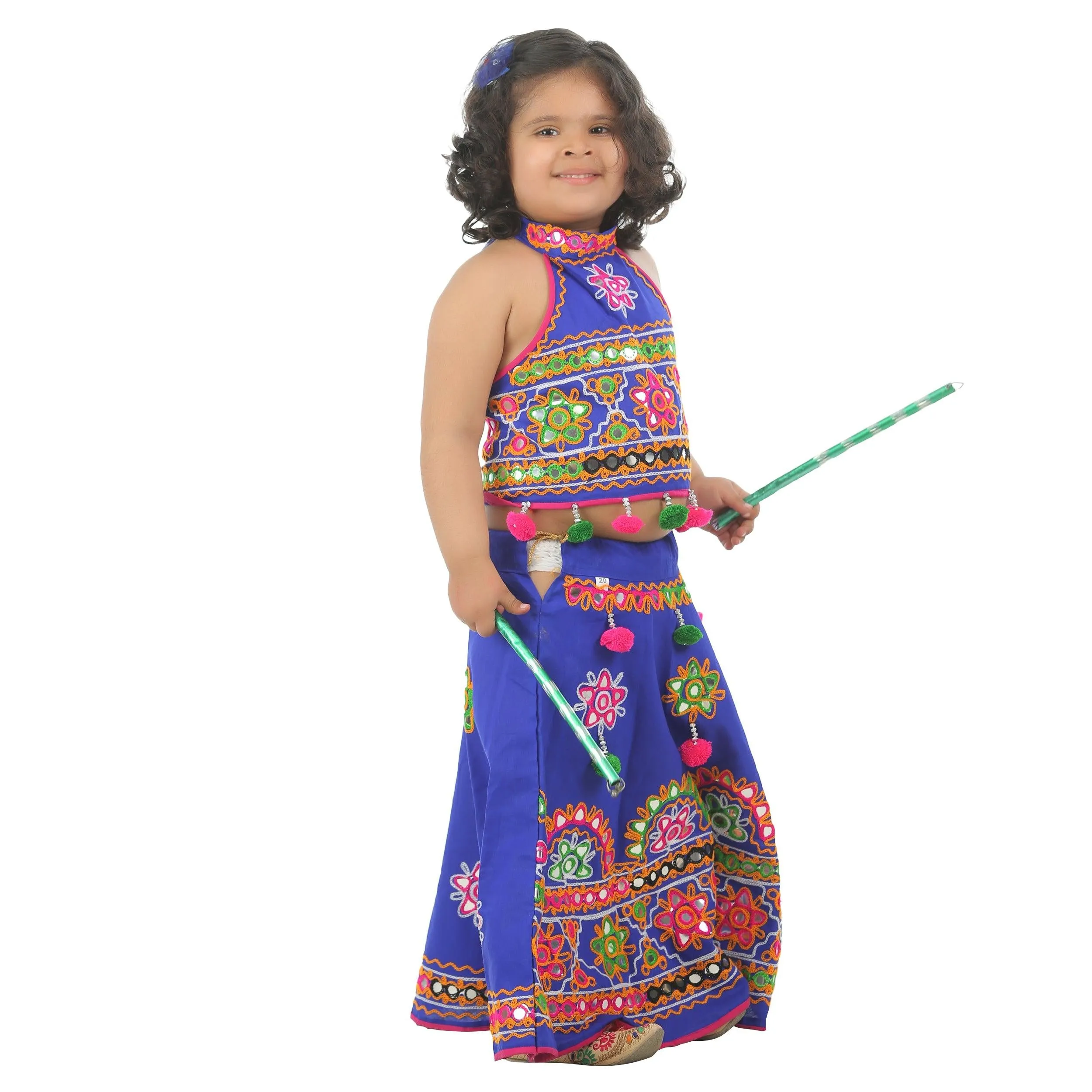 Ahhaaaa Kids Ethnic Cotton Blend Radha Dress Lehenga Choli Chania Choli Set For Baby Girls