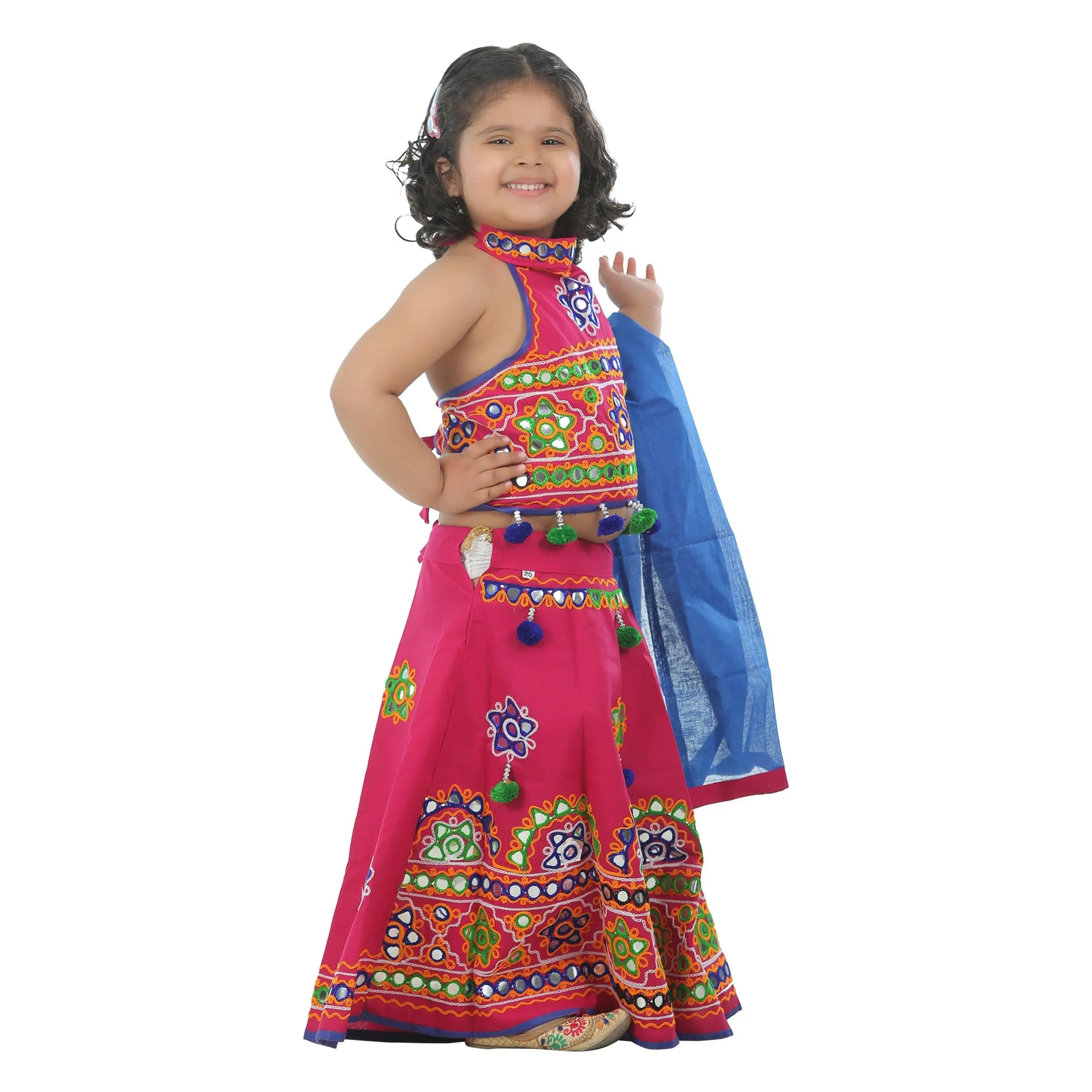 Ahhaaaa Kids Ethnic Cotton Blend Radha Dress Lehenga Choli Chania Choli Set For Baby Girls