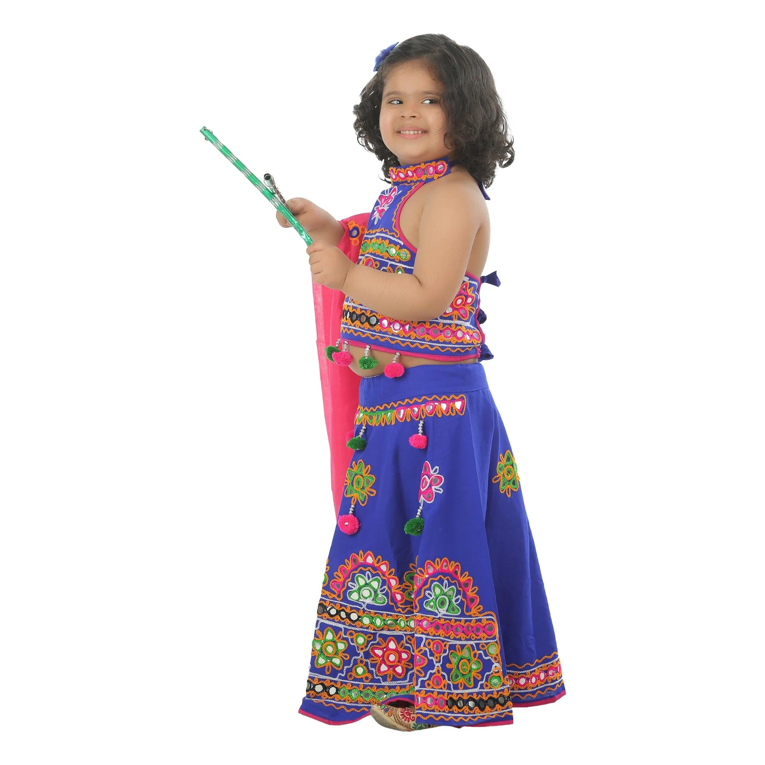 Ahhaaaa Kids Ethnic Cotton Blend Radha Dress Lehenga Choli Chania Choli Set For Baby Girls