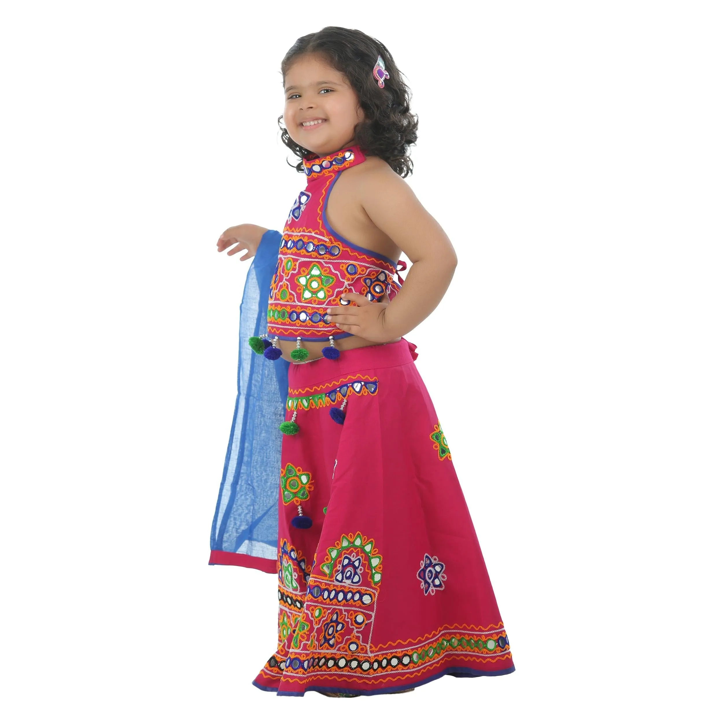 Ahhaaaa Kids Ethnic Cotton Blend Radha Dress Lehenga Choli Chania Choli Set For Baby Girls