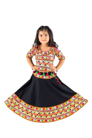 Ahhaaaa Kids Ethnic Cotton Blend Radha Dress / Lehenga Choli / Chania Choli Set For Girls