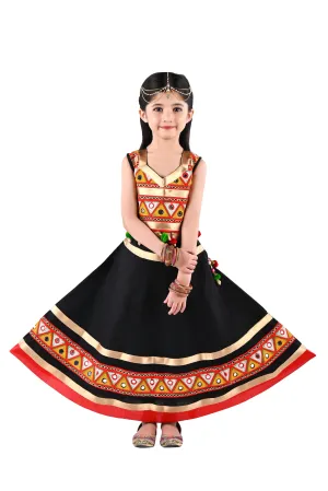Ahhaaaa Kids Ethnic Cotton Blend Radha Dress / Lehenga Choli / Chania Choli Set For Girls