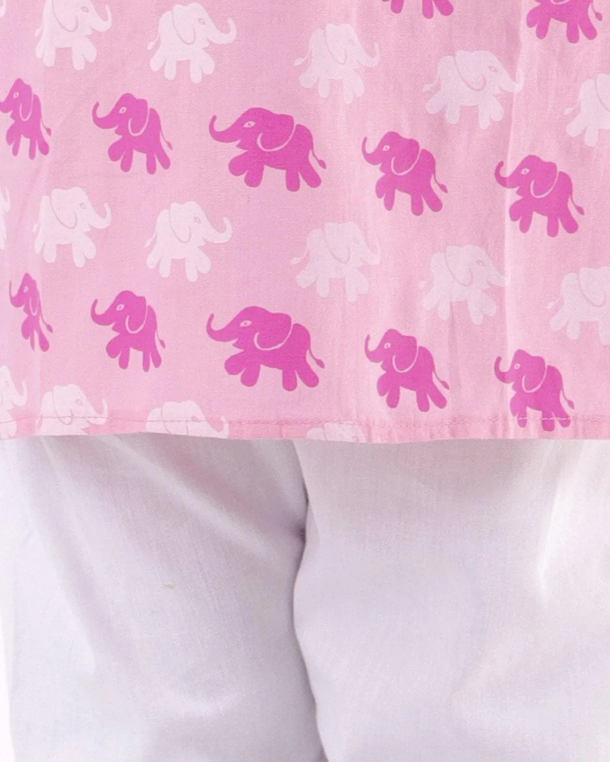 Ahhaaaa Kids Ethnic Cotton Elephant Print Kurta Pajama Set For Boys