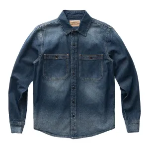 Aidase American Vintage Washed Denim Shirts for Men High Quality 100% Cotton Workwear Tough Guys Autumn Long Sleeve Male Tops