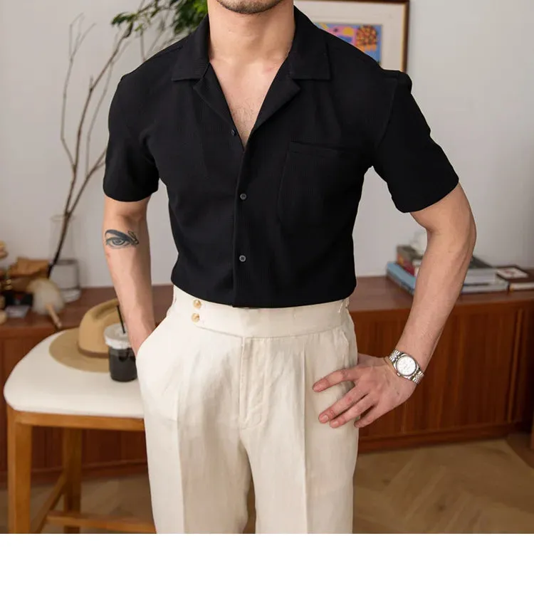 Aidase Simple Men Shirt Cuban Neck Business Casual Shirt Camisa Masculina Streetwear Social Party Comfortable Breathable Men Clothing