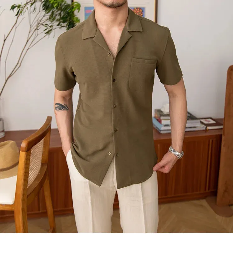 Aidase Simple Men Shirt Cuban Neck Business Casual Shirt Camisa Masculina Streetwear Social Party Comfortable Breathable Men Clothing