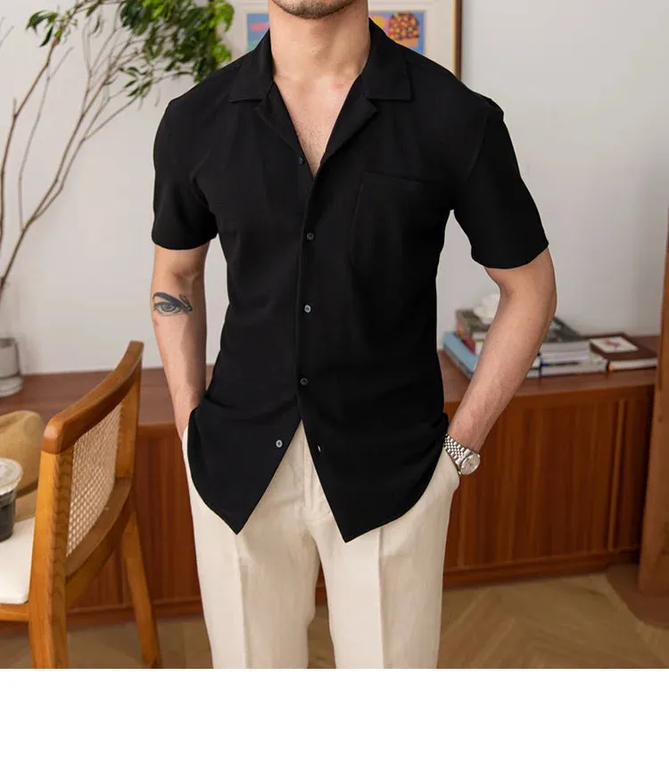Aidase Simple Men Shirt Cuban Neck Business Casual Shirt Camisa Masculina Streetwear Social Party Comfortable Breathable Men Clothing