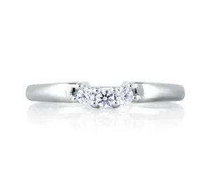 A.JAFFE ART DECO DELICATE THREE STONE BAND WITH SCROLL MOTIF 0.25