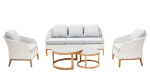 Albert 5pcs Outdoor Lounge Set - White Wicker