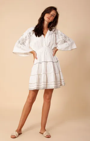 Aliah Embroidered Linen Dress