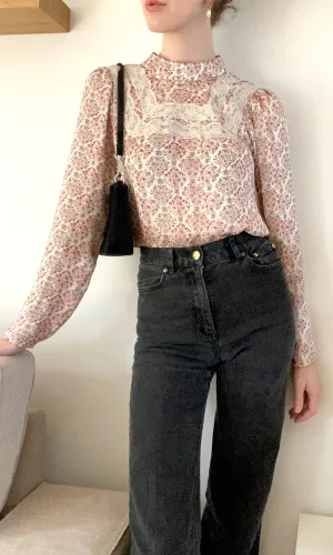Alisson Lace Inset Lurex Threaded Blouse