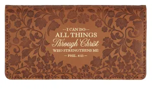 ALL THINGS HONEY-BROWN FAUX LEATHER CHECKBOOK WALLET