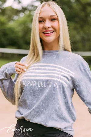 Alpha Delta Pi Gray Mineral Wash Long Sleeve Tee