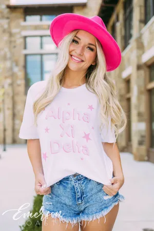 Alpha Xi Delta PR Pink Stars Tee