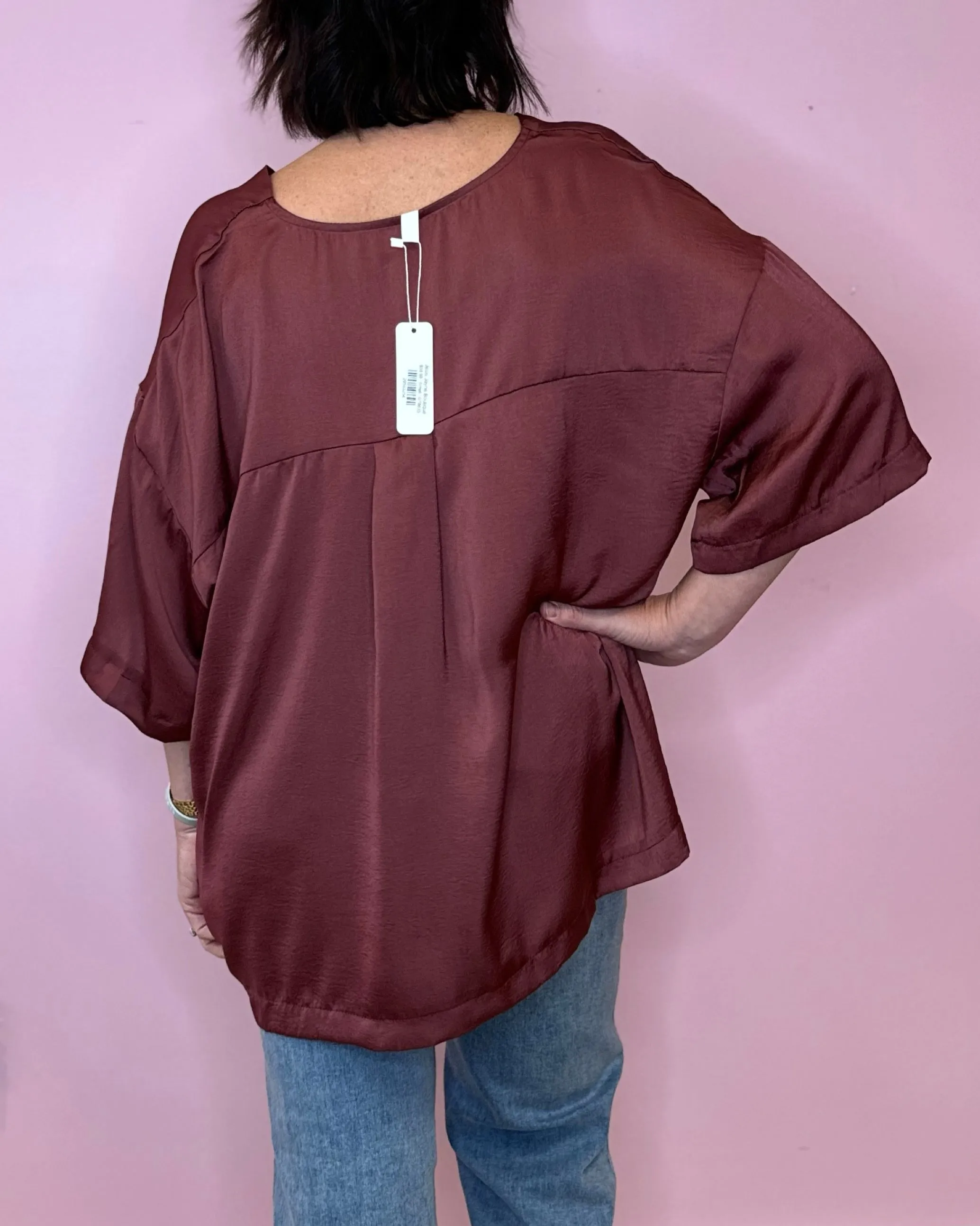 Always Be There Flowy Satin Blouse