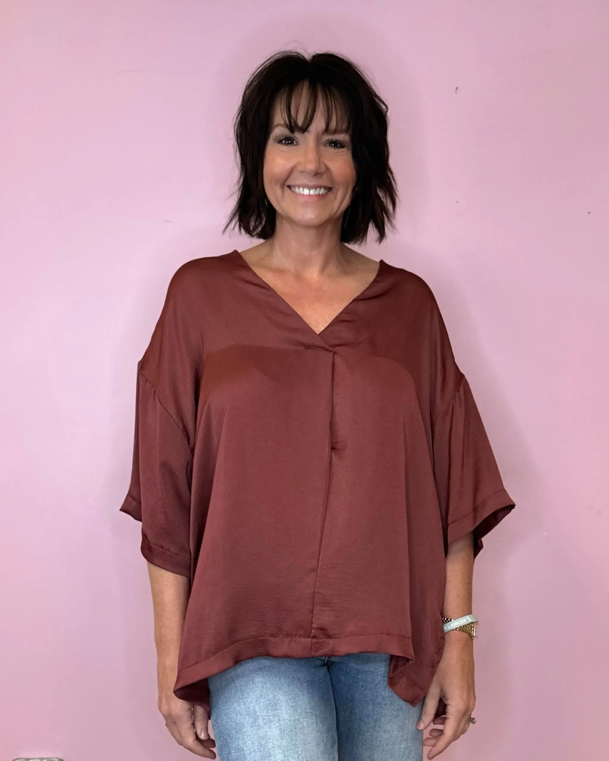 Always Be There Flowy Satin Blouse