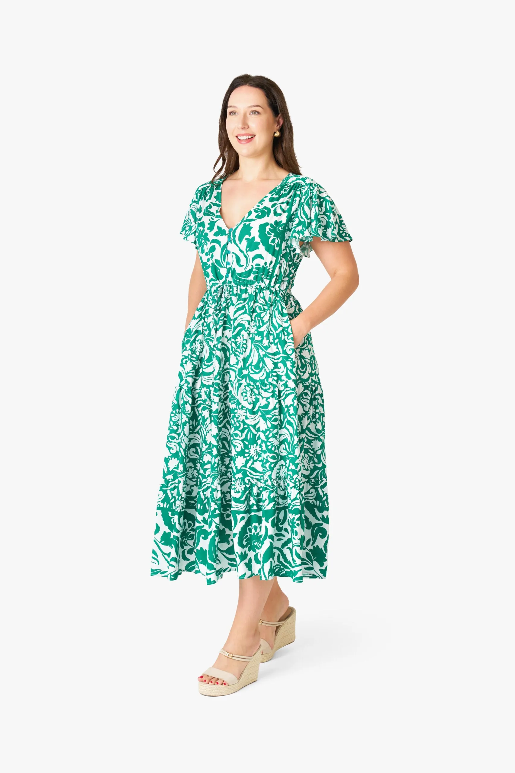 Alysha Midi Dress Green Print