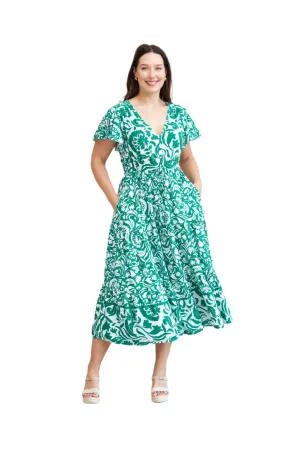 Alysha Midi Dress Green Print