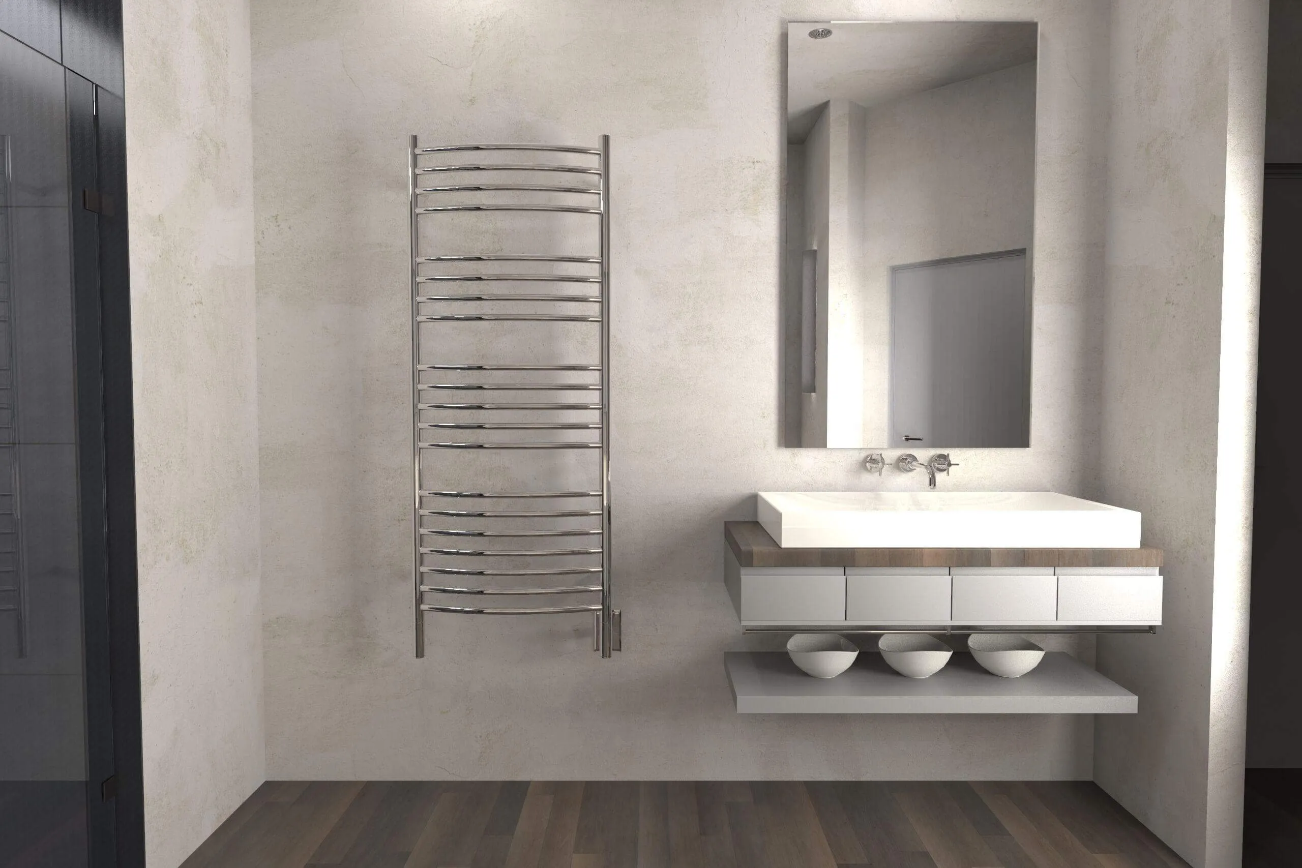 Amba Jeeves D Curved Hardwired Towel Warmer  - 20.5"w x 53"h