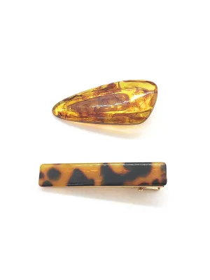 Amber & Tortoiseshell Hair Clips  (2-Pack)