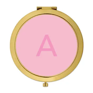 Andaz Press Modern Blush Pink Monogram Gold 2.75 inch Round Compact Mirror