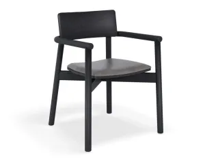 Andi Armchair - Black Ash with Pad - with Vintage Grey Vegan Leather Cushion