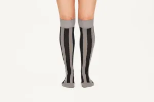 ANDREA - Silver & Black Two-Tone Stripe Cashmere Blend Socks