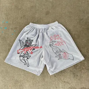 Angel lightning print trendy shorts
