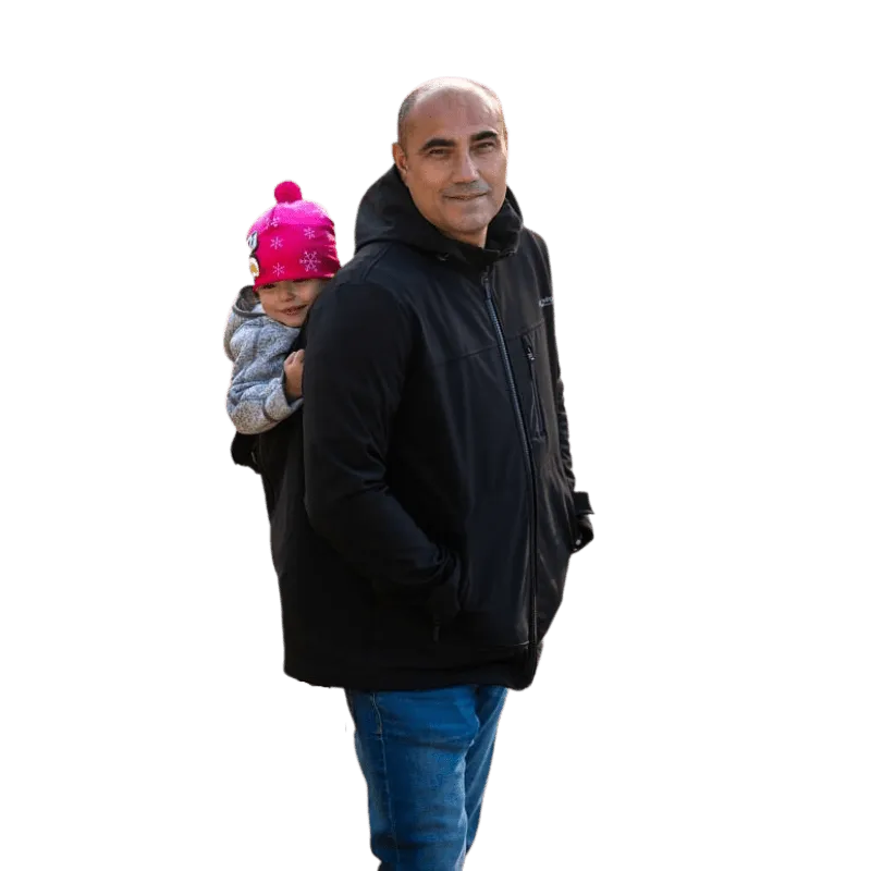 Angel Wings Softshell Babywearing Jacket Black for Men