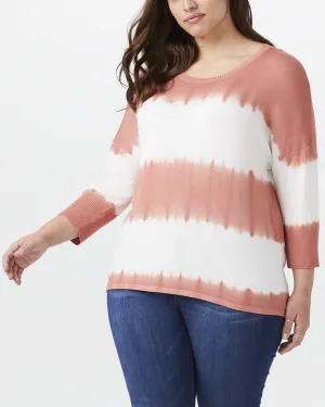 Angela Tie-Dye Sweater | Coral / White