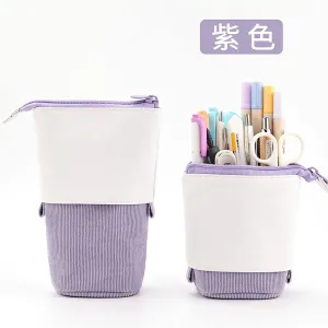 ANGOO PURPLE Retractable Standing Pen Case Pencil Case Retractable Case Storage Case Durable en Case | 185mm X 125mm X 85mm X 65mm