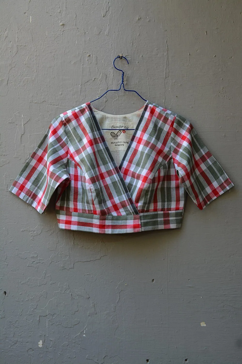 Angrakha Saree Blouse: Madras Checks
