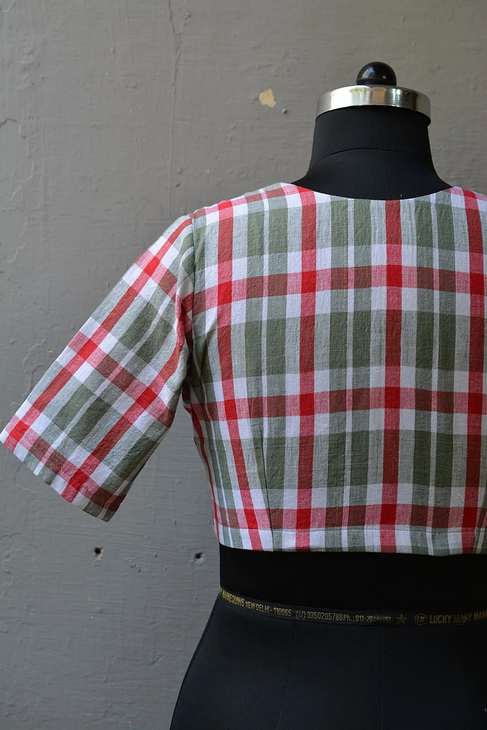 Angrakha Saree Blouse: Madras Checks