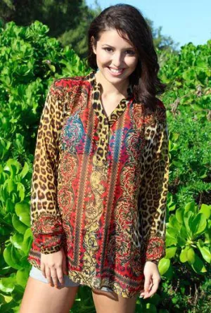 Animal Print Beach Tunic Cover Up