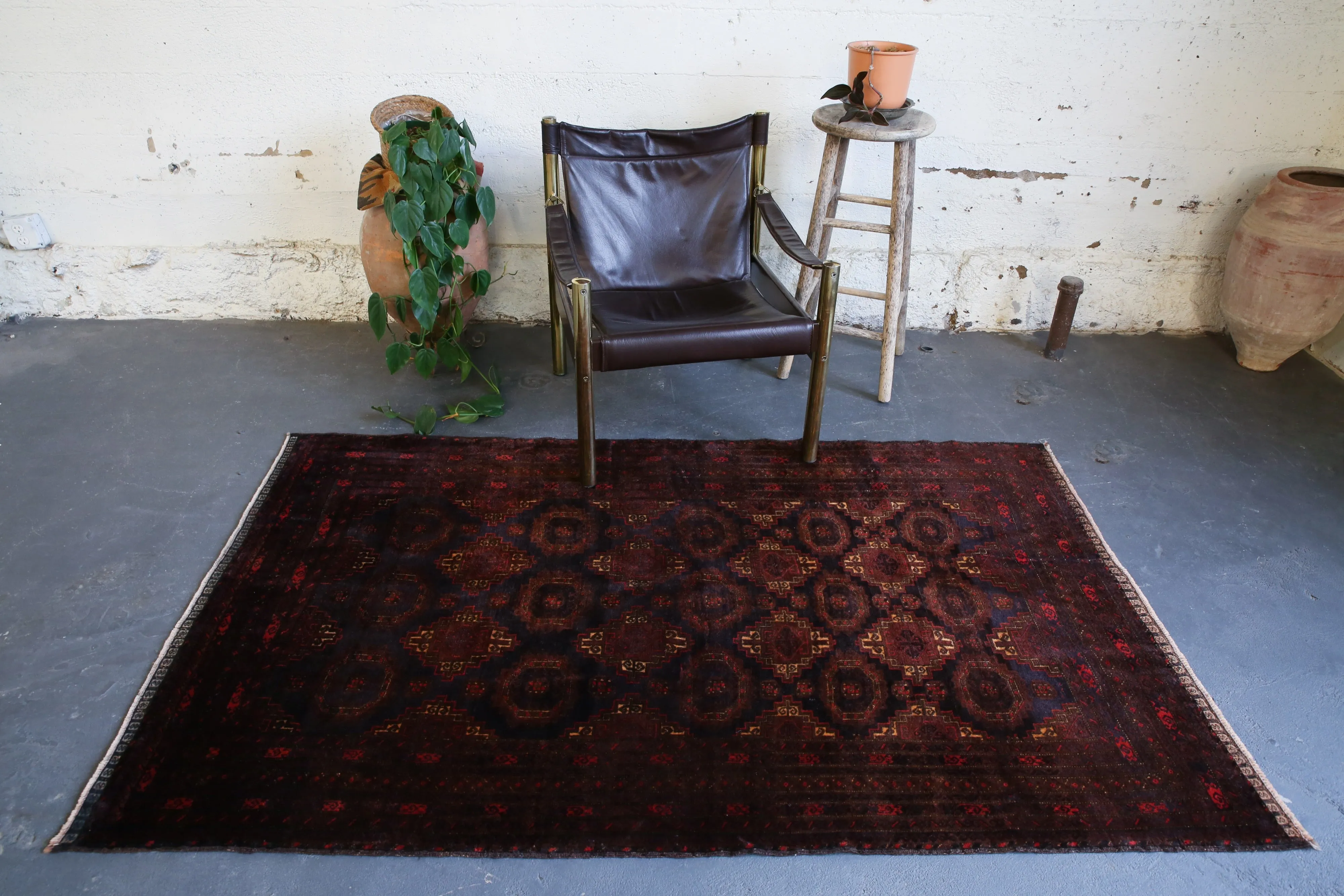 Antique Timurid Baluch Rug 4ftx6.9ft