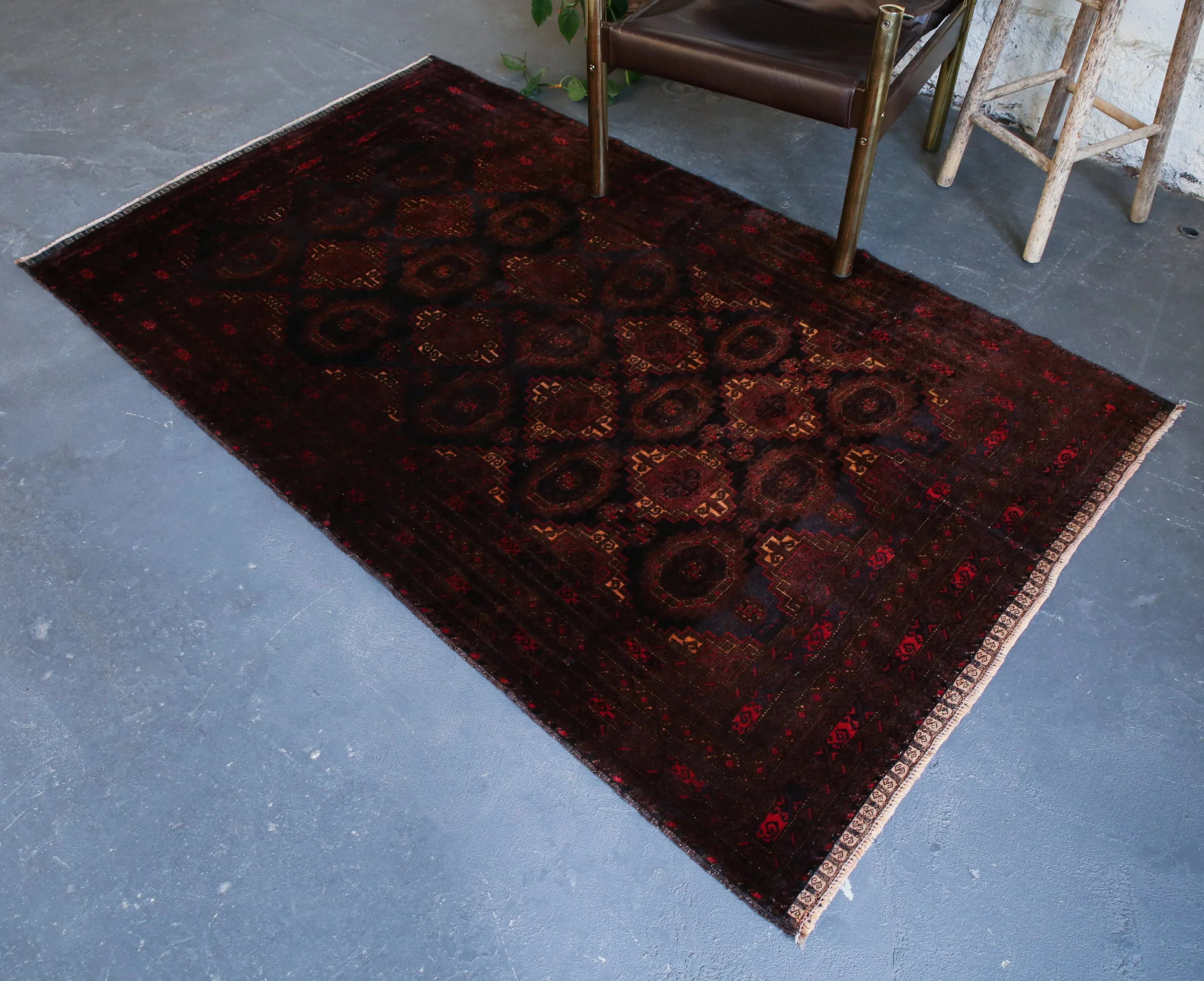 Antique Timurid Baluch Rug 4ftx6.9ft