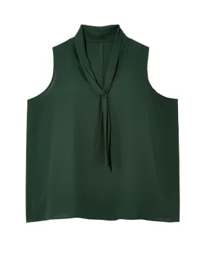 Antonella Sleeveless Tie Neck Blouse | Forest Green