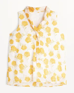 Antonella Sleeveless Tie Neck Blouse | Yellow / White