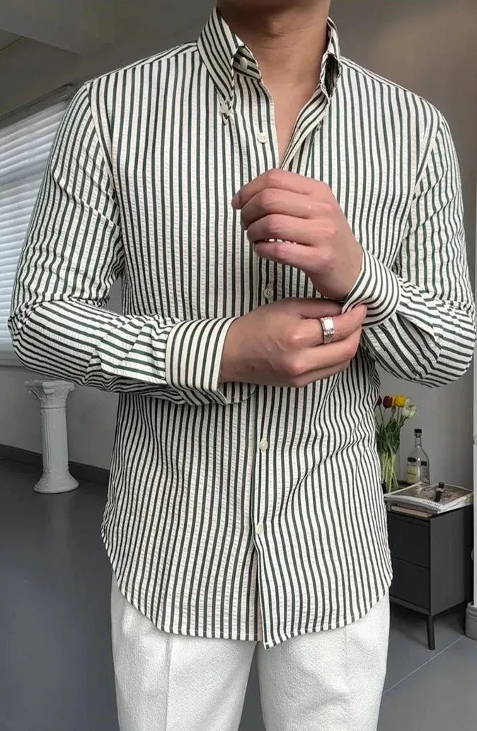Antonios formal striped long sleeve shirt