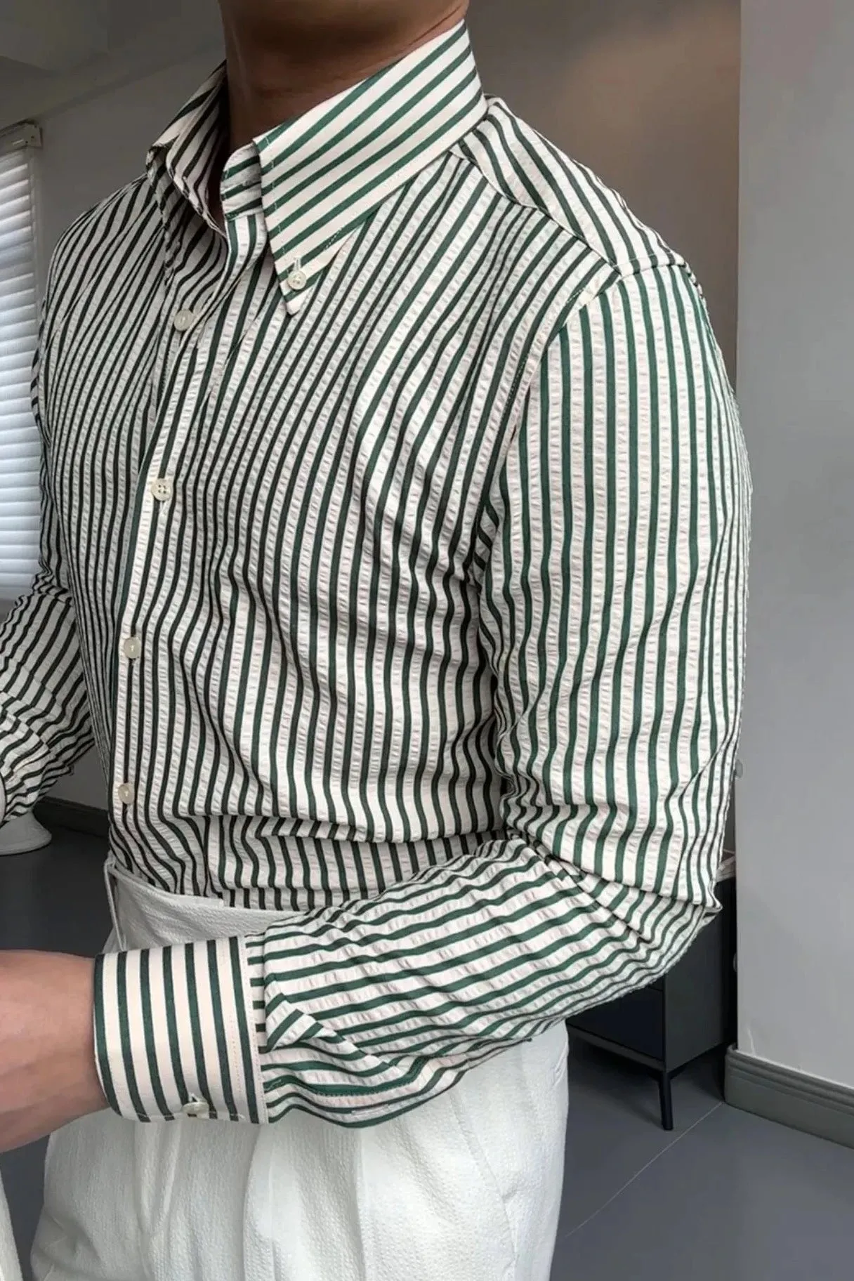 Antonios formal striped long sleeve shirt