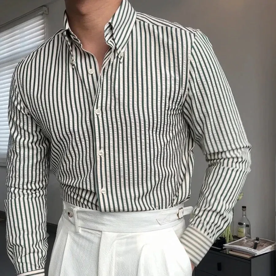 Antonios formal striped long sleeve shirt
