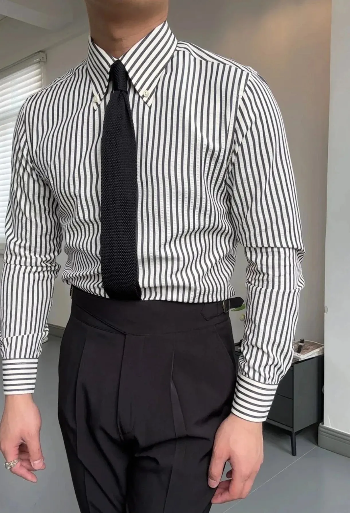 Antonios formal striped long sleeve shirt