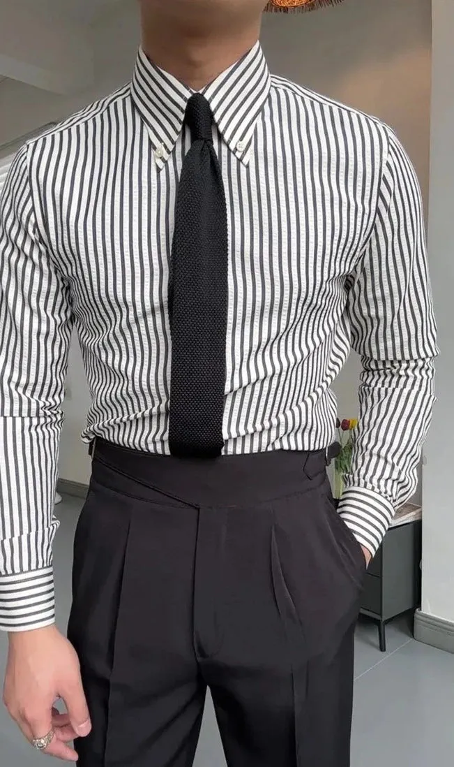 Antonios formal striped long sleeve shirt