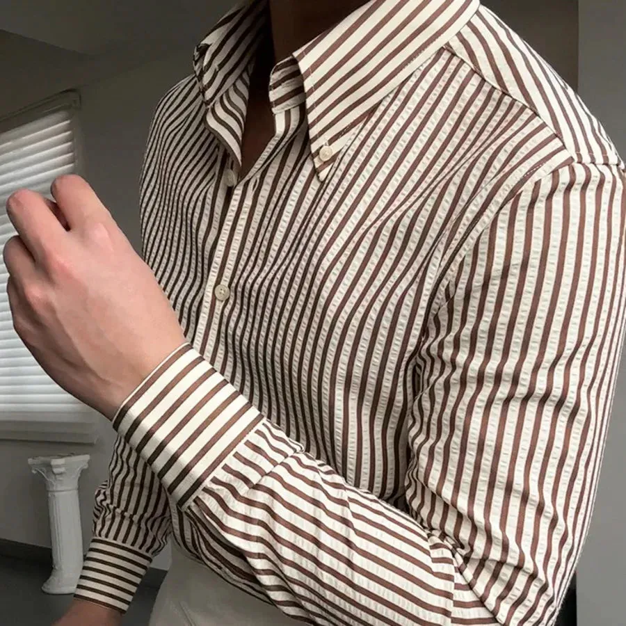 Antonios formal striped long sleeve shirt