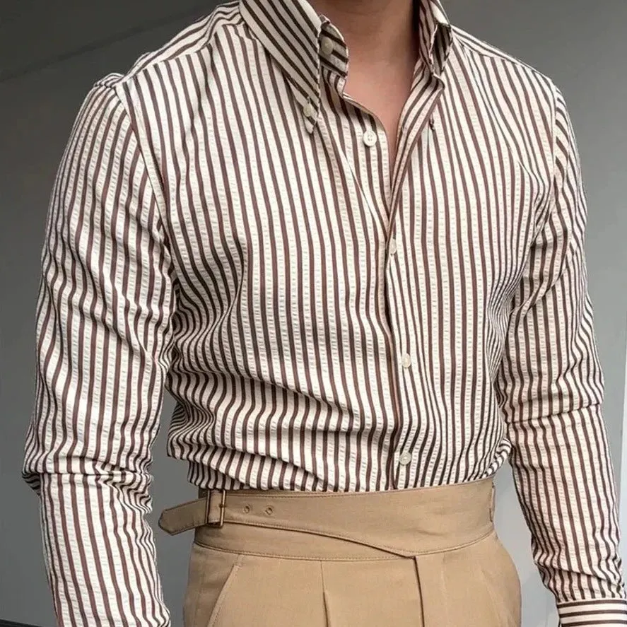 Antonios formal striped long sleeve shirt